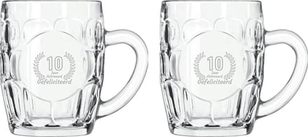 Gegraveerde set Bierpullen 55cl Gefeliciteerd 10 jaar getrouwd