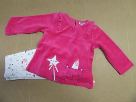 pNoukie's - Pyjama - Velour - Fuchia  - Ster - 4jaar 104