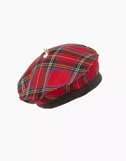 Minikane Gordi Poppenkleding Rood Geruite Baret 34 cm