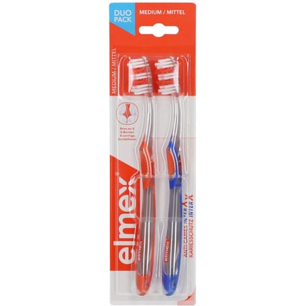 Elmex Anti-Caries InterX Tandenborstel Medium Duo Pack (Kleur : Blauw)