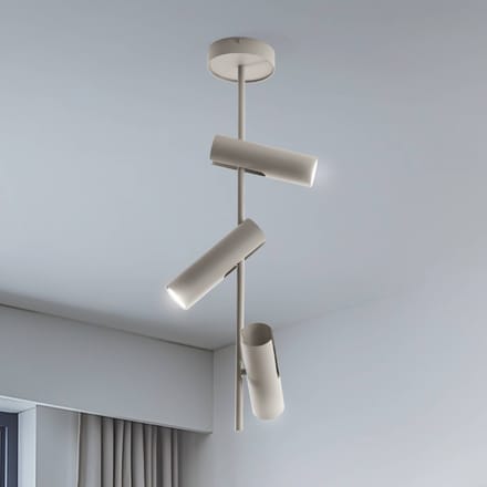 SIGMA Plafondspot Leda 3, taupe, 3-lamps, staal, GU10, hoogte 76 cm
