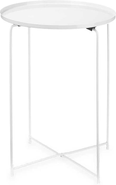 Giftdecor Bijzettafel/salontafel/koffietafel - Bombay - wit - metaal - rond - D35 cm x H50 cm