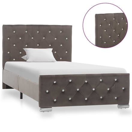 vidaXL - Bedframe - fluweel - grijs - 90x200 - cm