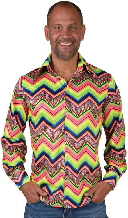 Party Blouse Zigzag Colorful Heren - Maat XXL