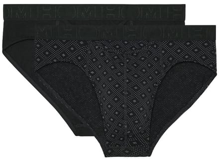 HOM - Neels Mini briefs H01 2pack - Black/black print - mannen - S