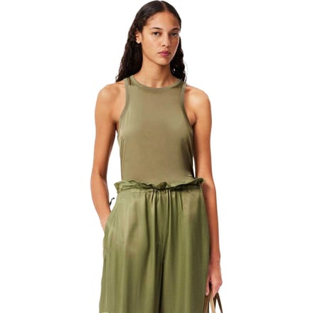 Lacoste Vloeibare satijnen tanktop voor dames (Khaki)