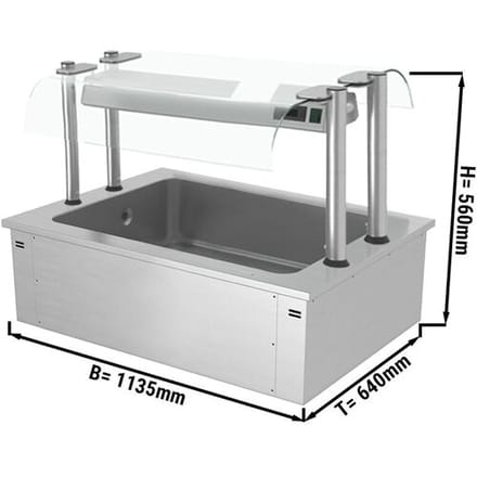 GGM Gastro Einbau Eiswanne - 1000mm - 3x GN 1/1 - 130 Liter - mit Glas-Hustenschutz Zilver