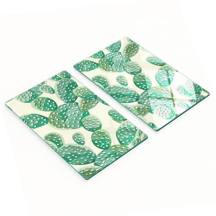 Multifunctionele decoratieve glazen borden met cactusprint 2x30x52 cm