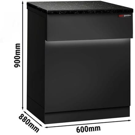GGM Gastro Kassentisch TORONTO - 600mm - schwarze Front - schwarze Granit-Arbeitsplatte