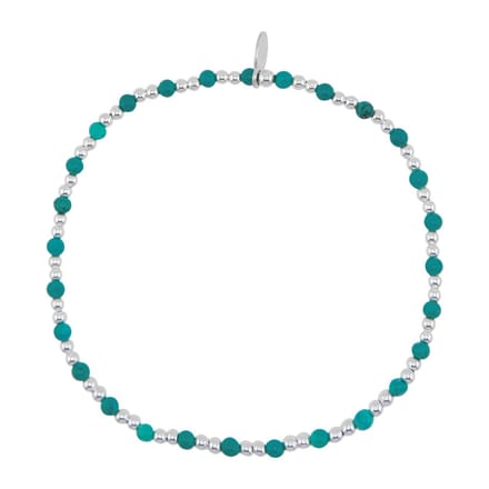 WeLoveSilver - zilveren Kinder armband - elastisch - blauwe bolletjes