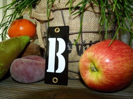 Emaille huisnummer zwart 4x10 letter 'B'