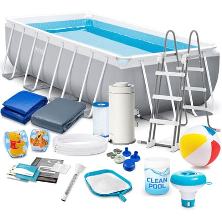 Intex - Stalen Frame Zwembad - 400 x 200 x 100 cm - Compleet Set - Grijs - Met Accessoires