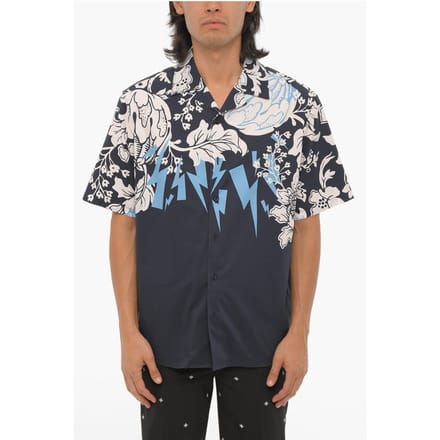 Kort mouwloos HAWAIIAN BOLTS-overhemd in blauw