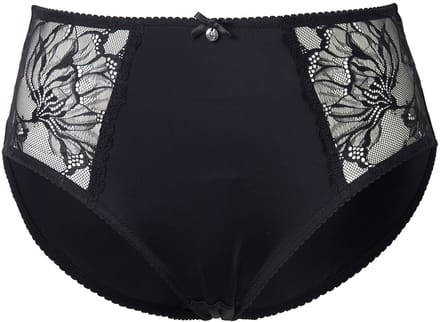 Ulla Popken - Dames - Midislip microvezel kant aan de zijkanten - Zwart - Maat 54+