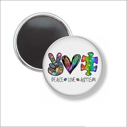 Button Met Magneet 58 MM - Peace Love Autism - NIET VOOR KLEDING