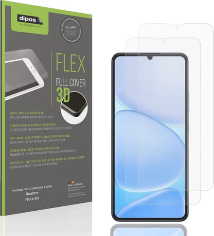 dipos FLEX – 2x Matte Screenprotector geschikt voor Realme Note 80 | Volledige Schermbescherming | Case-Friendly