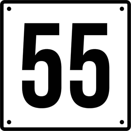 Huisnummerbord 55 - Incl. Schroeven en Pluggen – Acrylaat - 10 x 10 cm - Wit met Zwart