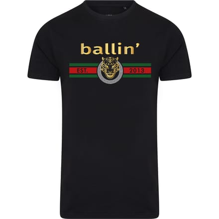 Ballin Est. 2013 - Heren Tee SS Tiger Lines Shirt - Zwart - Maat S