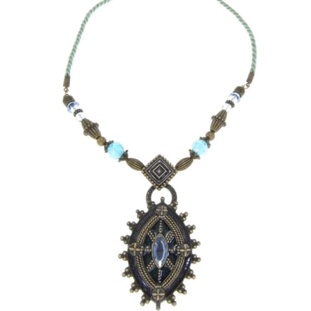 Behave - Vintage ketting dames - Boho hanger - Blauw zilverkleur - 47 cm