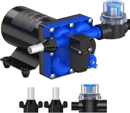 Waterpomp 12V - Diaphragm pomp - Camper en boot - Zelfaanzuigend en stil - 6 GPM 50 PSI - Zwart