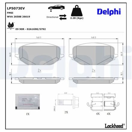 Remblokset, schijfrem DELPHI LP5073EV, UITVERKOOP