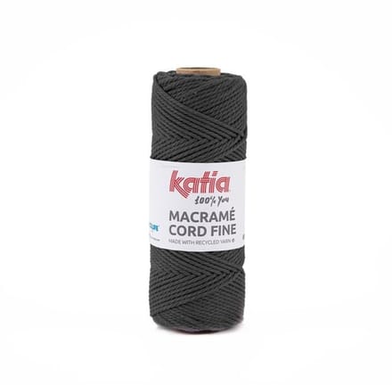 Katia Macramé Cord Fine - 202 Antraciet - Gerecycled Katoenmix Garen