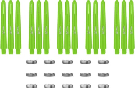 XQMax Dart Shafts - 5 Sets (15 stuks) - Inbetween - Groen - Plus Veerringetjes - Darts Shafts