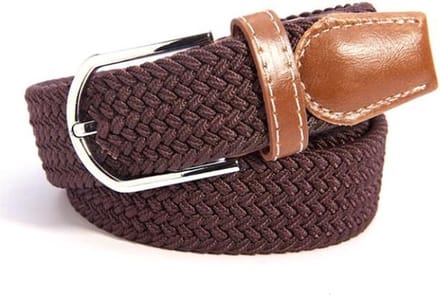 Scoby - Elastische Geweven Riem - Gevlochten Riem - Stretch Belt - Rekbaar - Donker Bruin