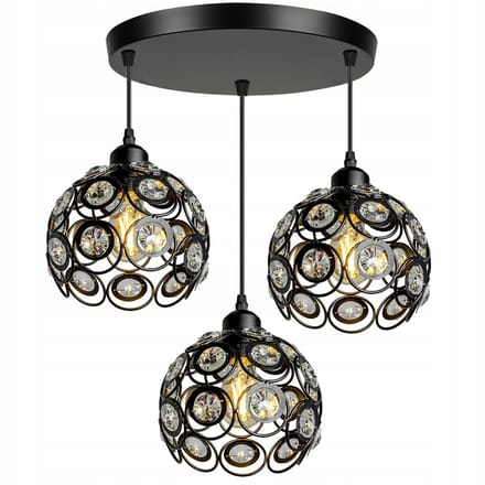 Hanglamp Kristal Design Zwart 3xE27 - Moderne Stijlvolle Verlichting
