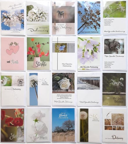 Condoleance Kaarten - 20 Stuks - Met oprechte Deelneming - Veel liefs - 12 x 17 cm - L-169