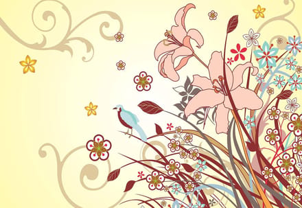 Fotobehang  Floral Pattern  | PANORAMIC - 250cm x 104cm | 130g/m2 Vlies