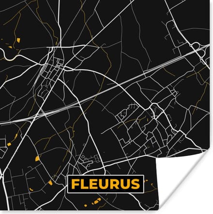 Poster Goud - Fleurus - Stadskaart - Plattegrond - Kaart - 75x75 cm