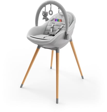 Kinderkraft FINI UP - Kinderstoel - 3-in-1 - Meegroeiend - Met Dubbele Tray - Grijs