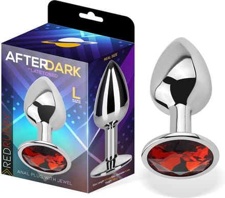AFTERDARK - Butt Plug With Jewel Red Rubby Size L Aluminium