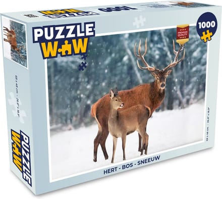 Puzzel Hert - Bos - Sneeuw - Legpuzzel - Puzzel 1000 stukjes volwassenen