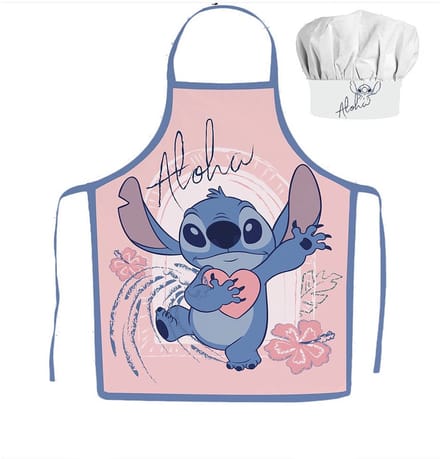 Disney Stitch - Kinder Schort & Koksmuts Set – 2-delig – Polyester – 3-8 jaar