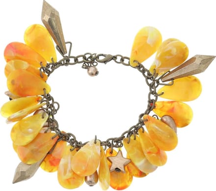 Behave - Bedelarmband geel sterren hartjes - boho zomerstijl 18 cm