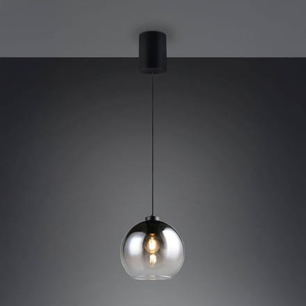 Reality Leuchten Hanglamp Liora, rookgrijs, Ø 25 cm, glas, E27