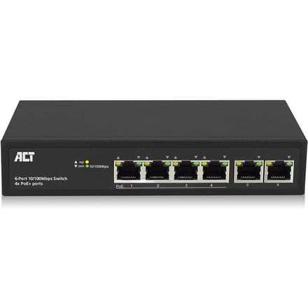 ACT 6-Poorts 10/100Mbps Switch | 4x PoE+ poorten AC4430