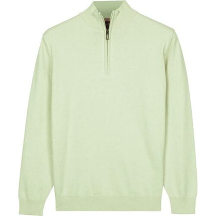 Baileys Soft Green Standaard lange mouw Regular Fit Effen Pullover 618400 71Baileys – Heren Trui – Half Zip Pullover – Pima Katoen - Soft green – 618400-71
