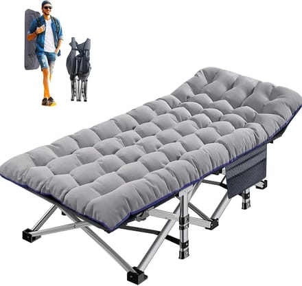 Opvouwbaar campingbed - Gastenbed matras - Buiten slapen - Dubbellaags polyester - 190 x 71 cm - Ashen grijs