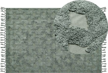 KARS - Laagpolig vloerkleed - Groen - 160 x 230 cm - Katoen