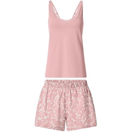 ESMARA Dames shortama met kant (Roze, XS (32/34))