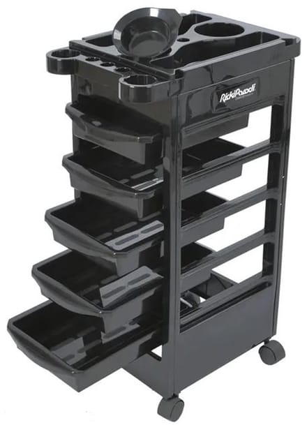 RickiParodi Salon Trolley – Kapperskar – 5 Laden – Zwart – Met Wieltjes