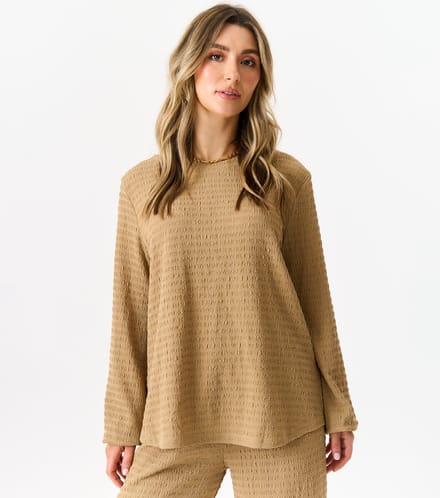 Oversized top met lange mouwen en structuur