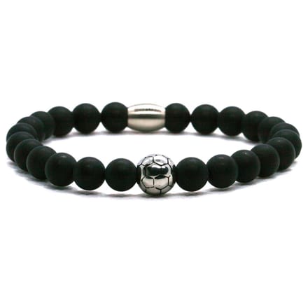 IbizaMen - Heren - armband - voetbal - RVS - Onyx - 8mm - 21cm