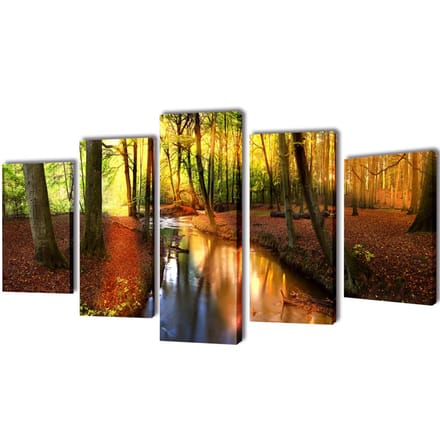 vidaXL - Canvas - muurdruk - set - bos - 100 - x - 50 - cm