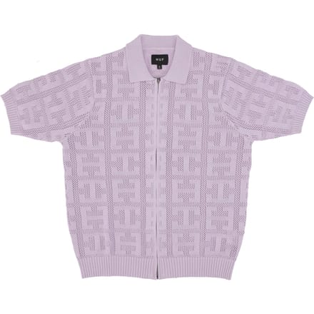 Herenpolo met korte mouwen, monogram jacquard en rits, lavendel