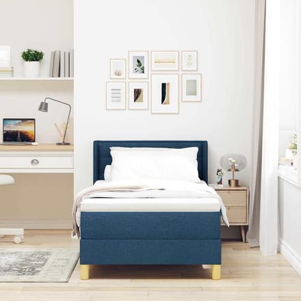 vidaXL - Boxspring - bed - met - matras - met - hoofdeinde - Blauw - 200 - x - 100 - cm - Stof