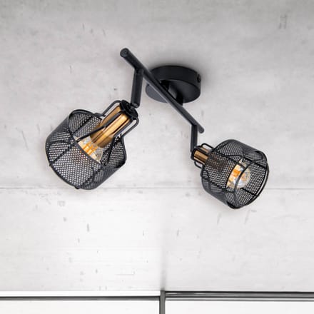 Näve Plafondlamp Foro, 2-lamps, zwart/goud